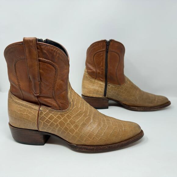 JB Dillon Reserve Boots Mens 10 EE Croc Embossed Leather Side Zip Western Cowboy main image 13